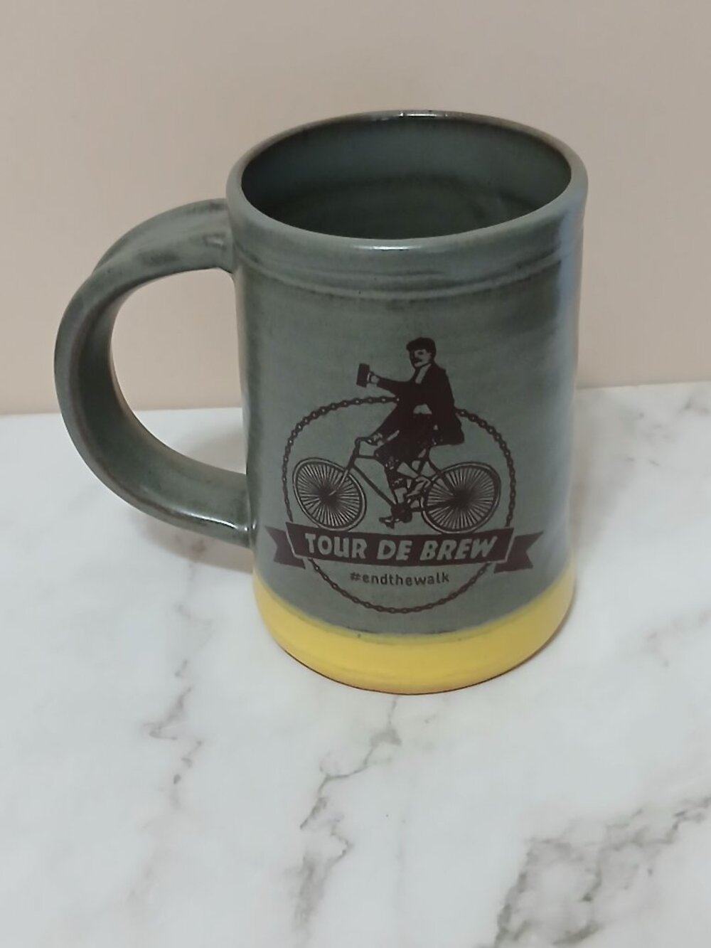 Mud Love "Tour De Brew" Bicycle Deco. Pottery Stein/Mug